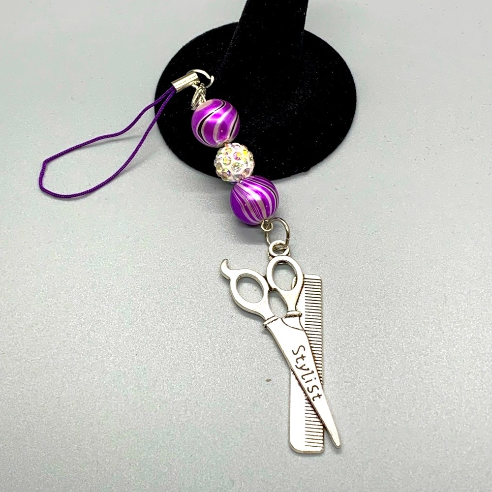 Scissors and comb phone charm